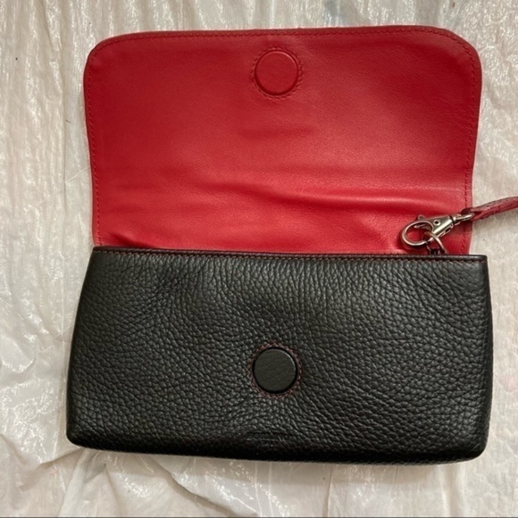 Borlino black Italian leather clutch bag wristlet